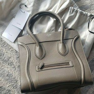Celine Mini Luggage Tote with Drummed Leather